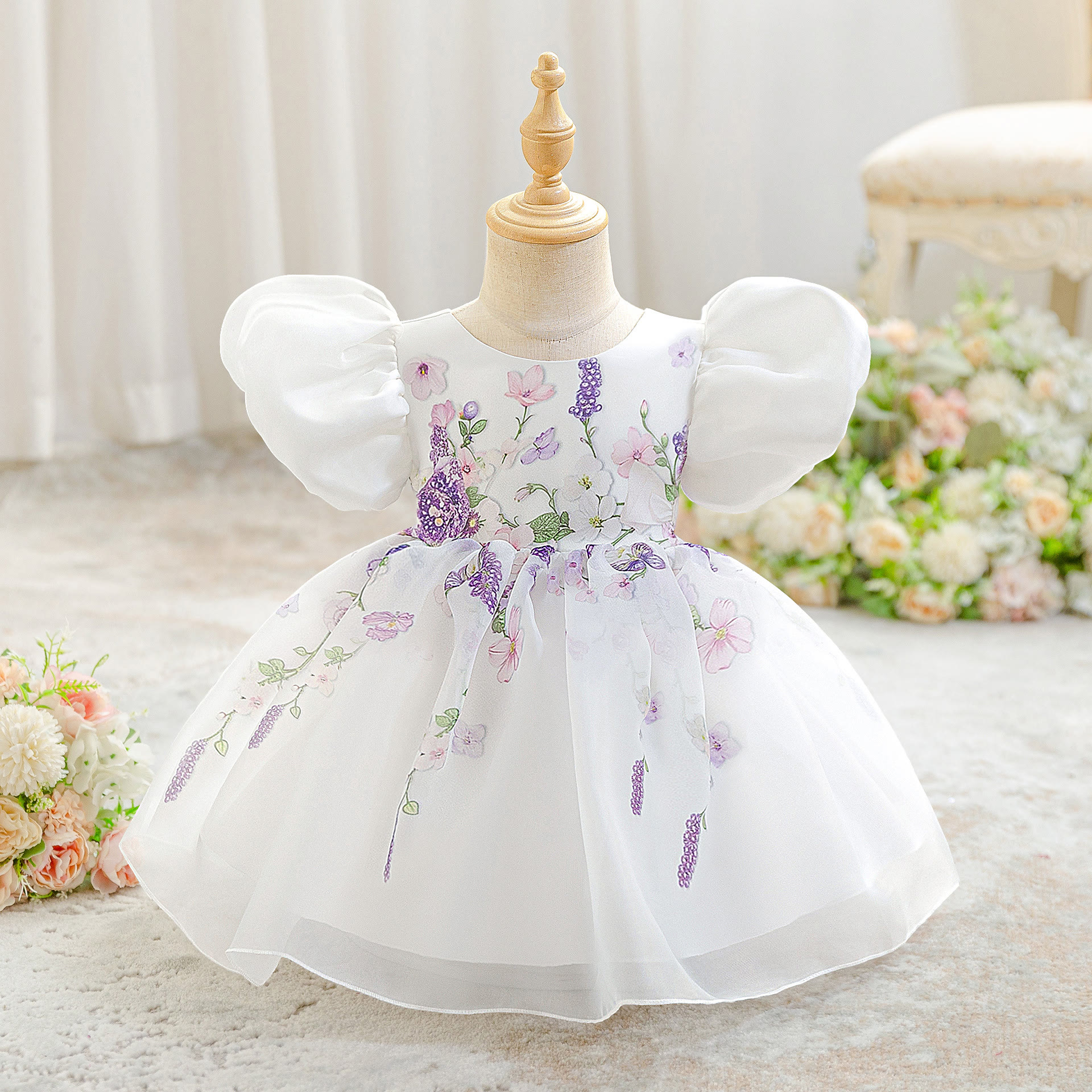 Organza Bow Short Sleeve Midi Dresses - image 2