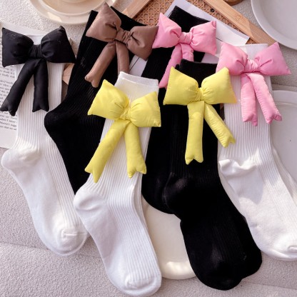 Solid With Bow Socks - image 2