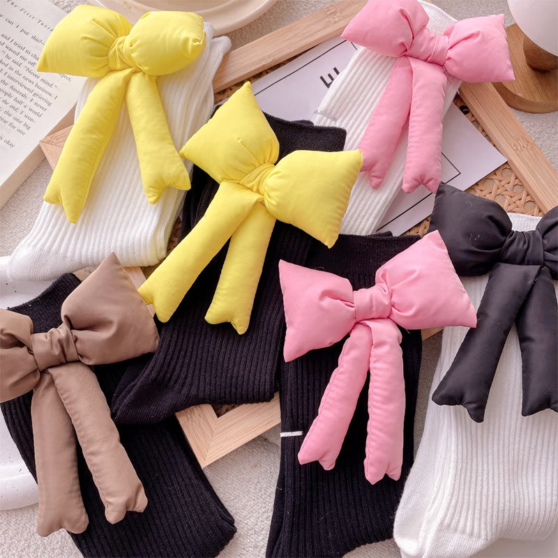Solid With Bow Socks - image 1