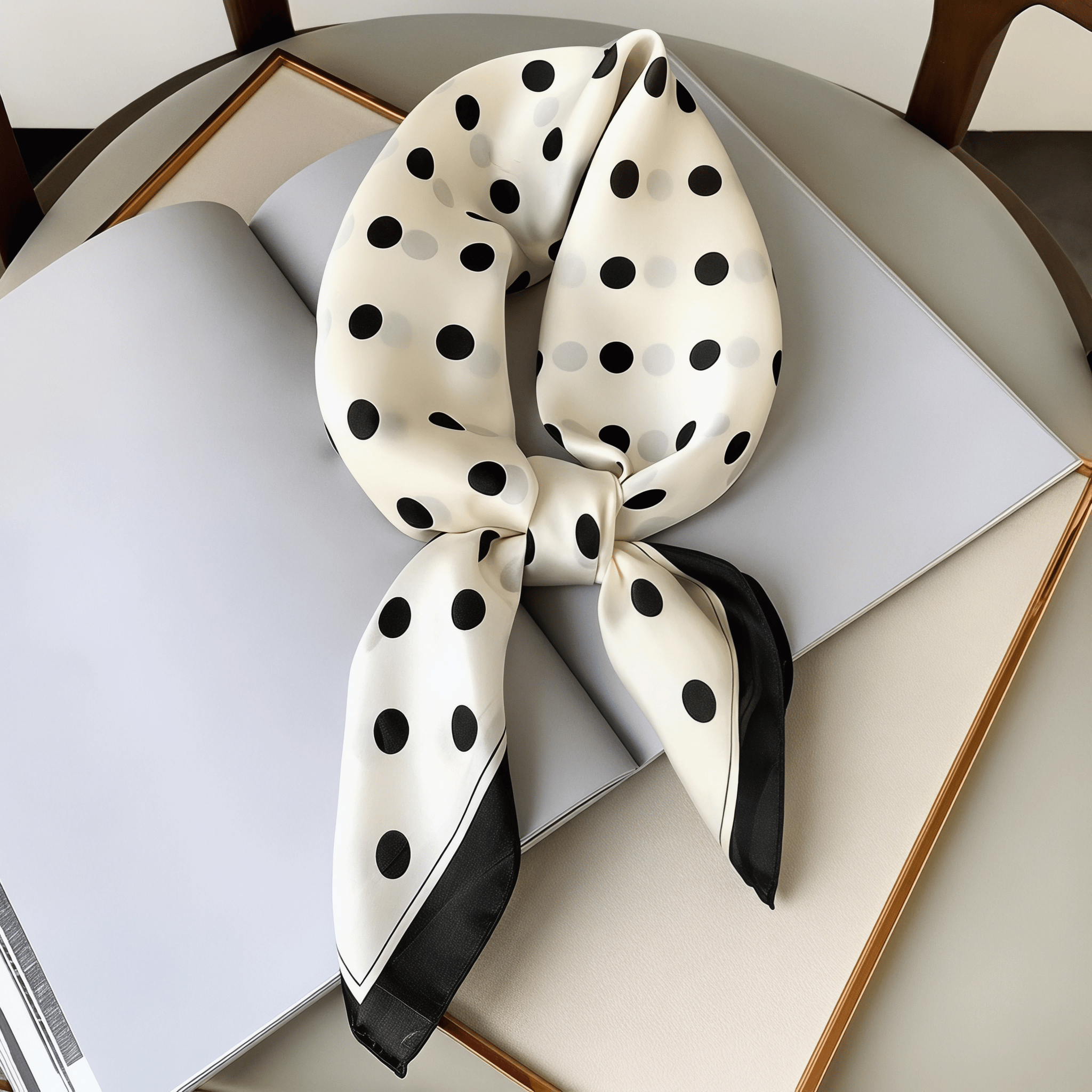 100% Mulberry Silk Polka Dots Polka Dots Scarf - image 2