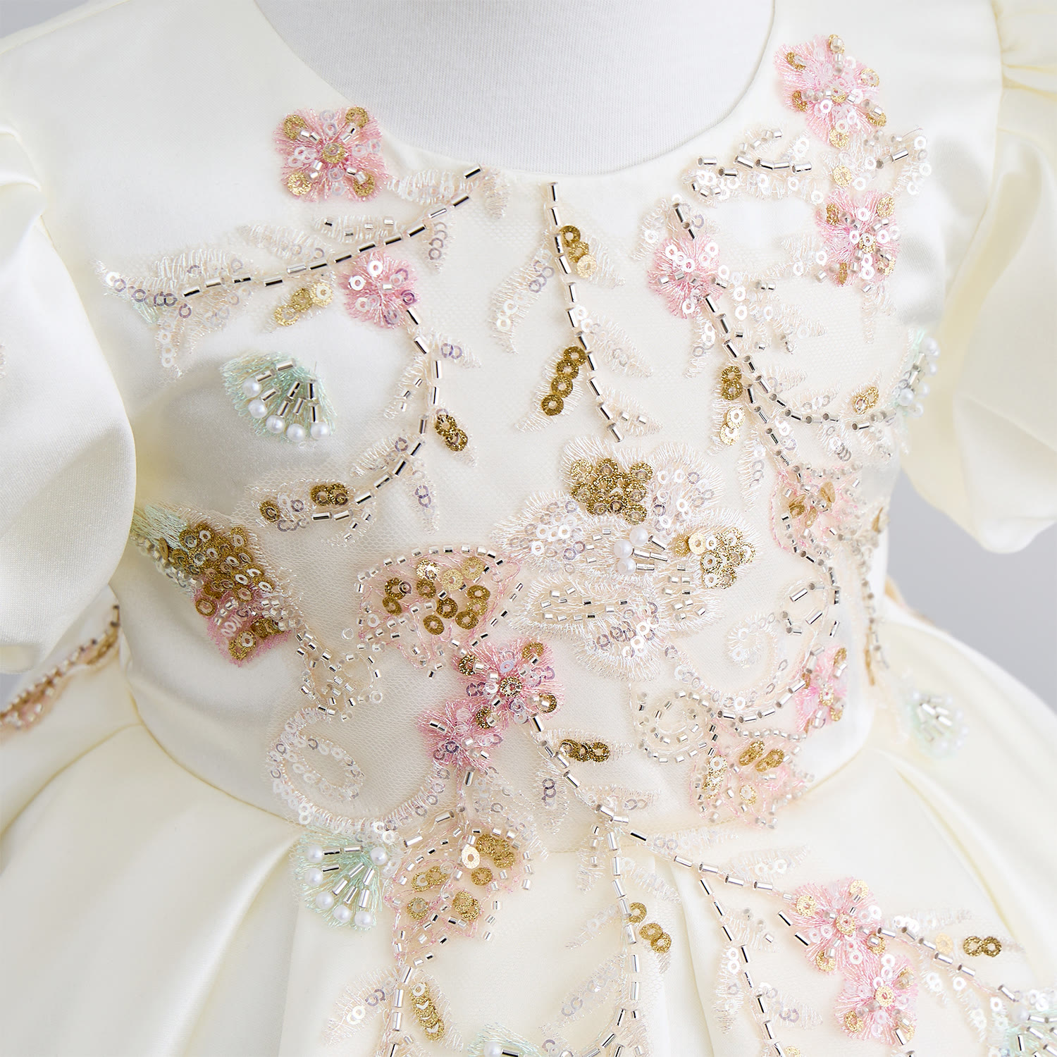 Satin Beaded Short Sleeve Midi Dresses - image 5