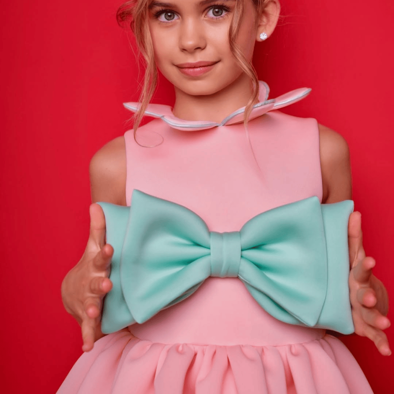 SCUBA KNIT Bow Sleeveless Short Dresses - image 2