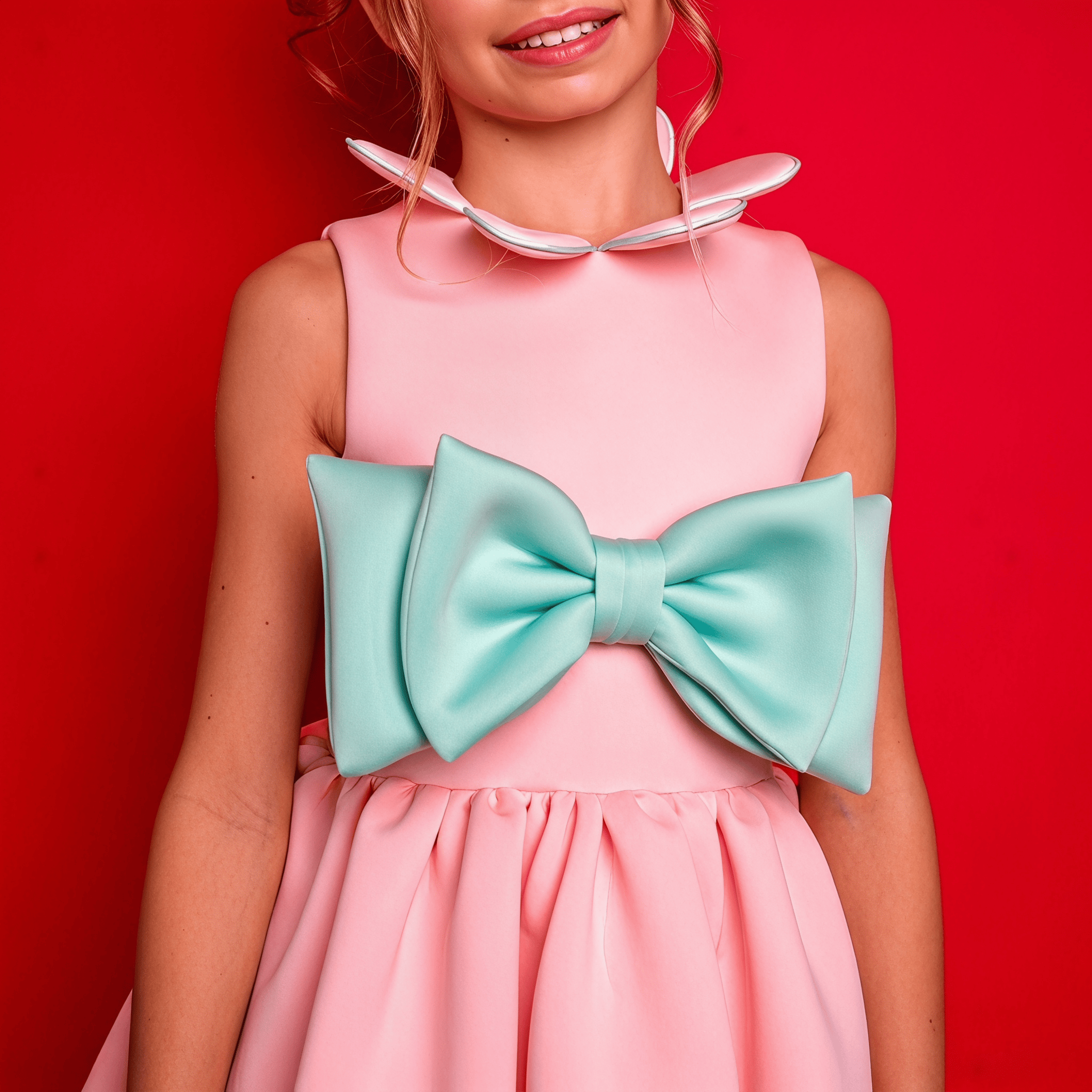 SCUBA KNIT Bow Sleeveless Short Dresses - image 5