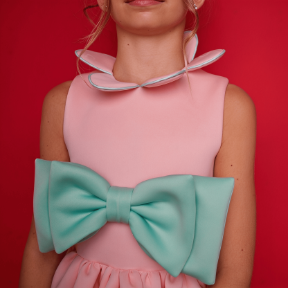 SCUBA KNIT Bow Sleeveless Short Dresses - image 7