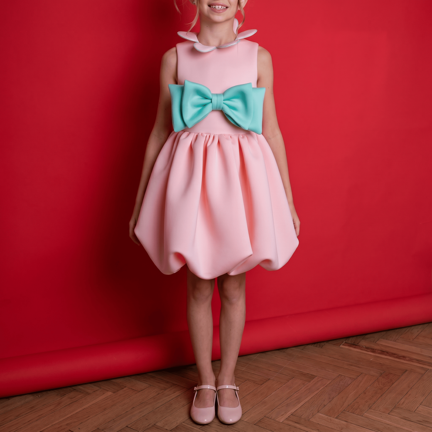 SCUBA KNIT Bow Sleeveless Short Dresses - image 3