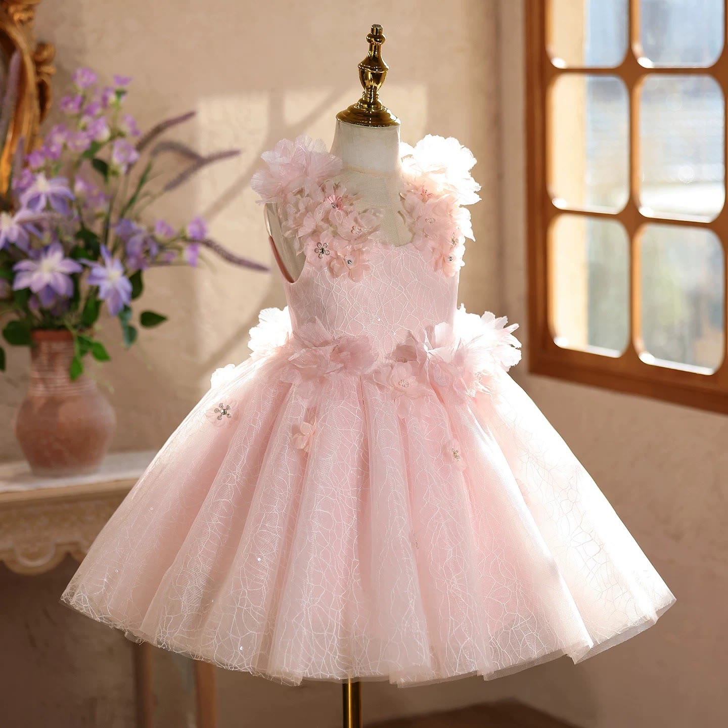 Mesh Rosette Sleeveless Midi Dresses - image 3