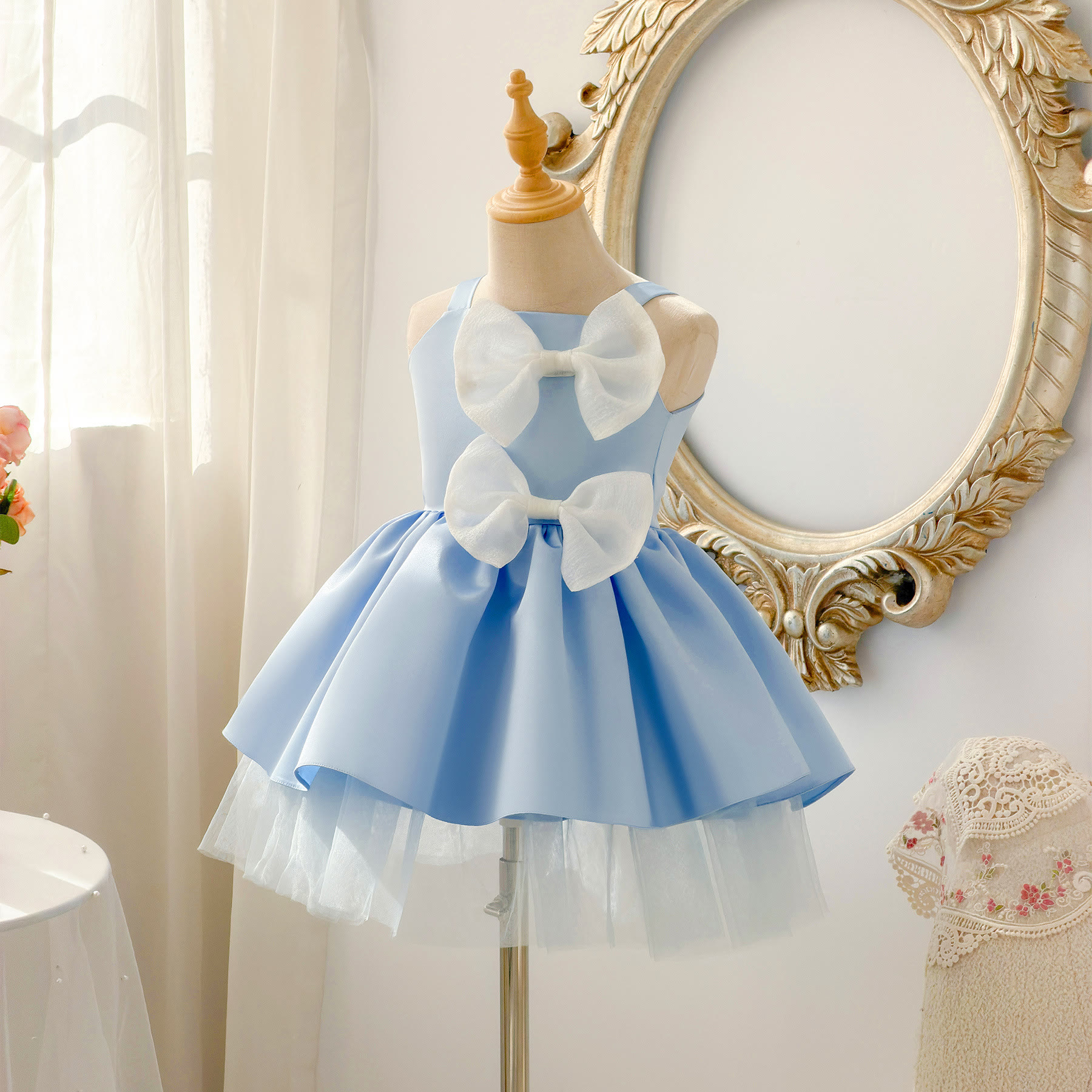 Satin Bow Sleeveless Midi Dresses - image 4