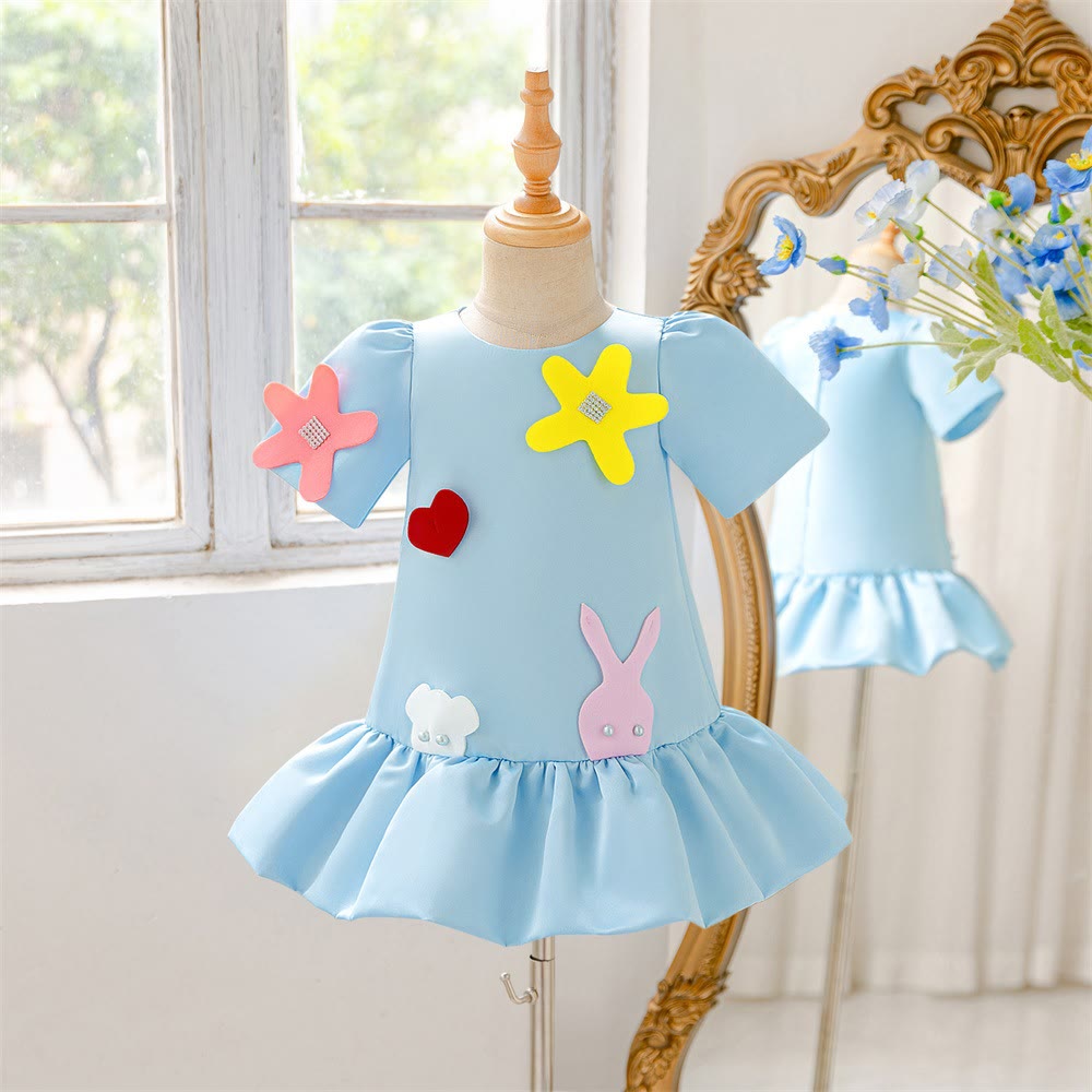 Satin Applique Short Sleeve Midi Dresses - image 8