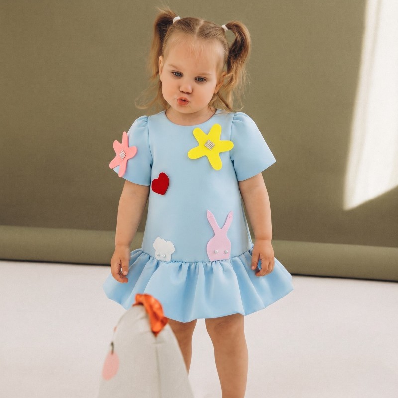 Satin Applique Short Sleeve Midi Dresses - image 2