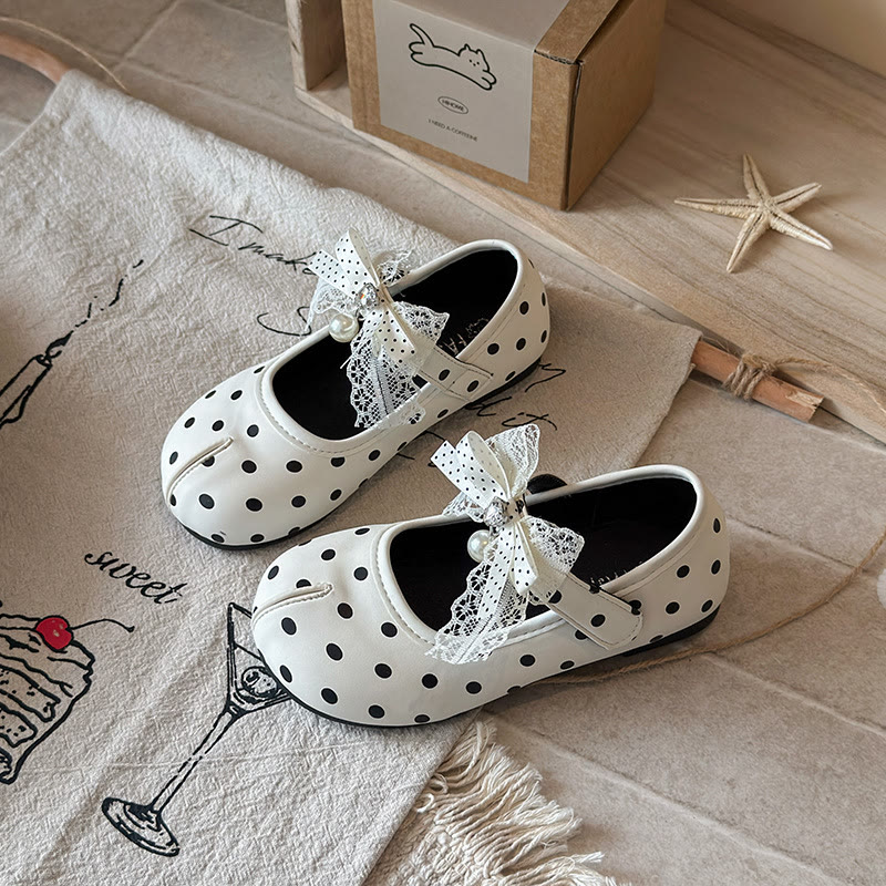 Polka Dots Bow  Round Toe Mary Janes  - Beige - 21.4cm - image 2