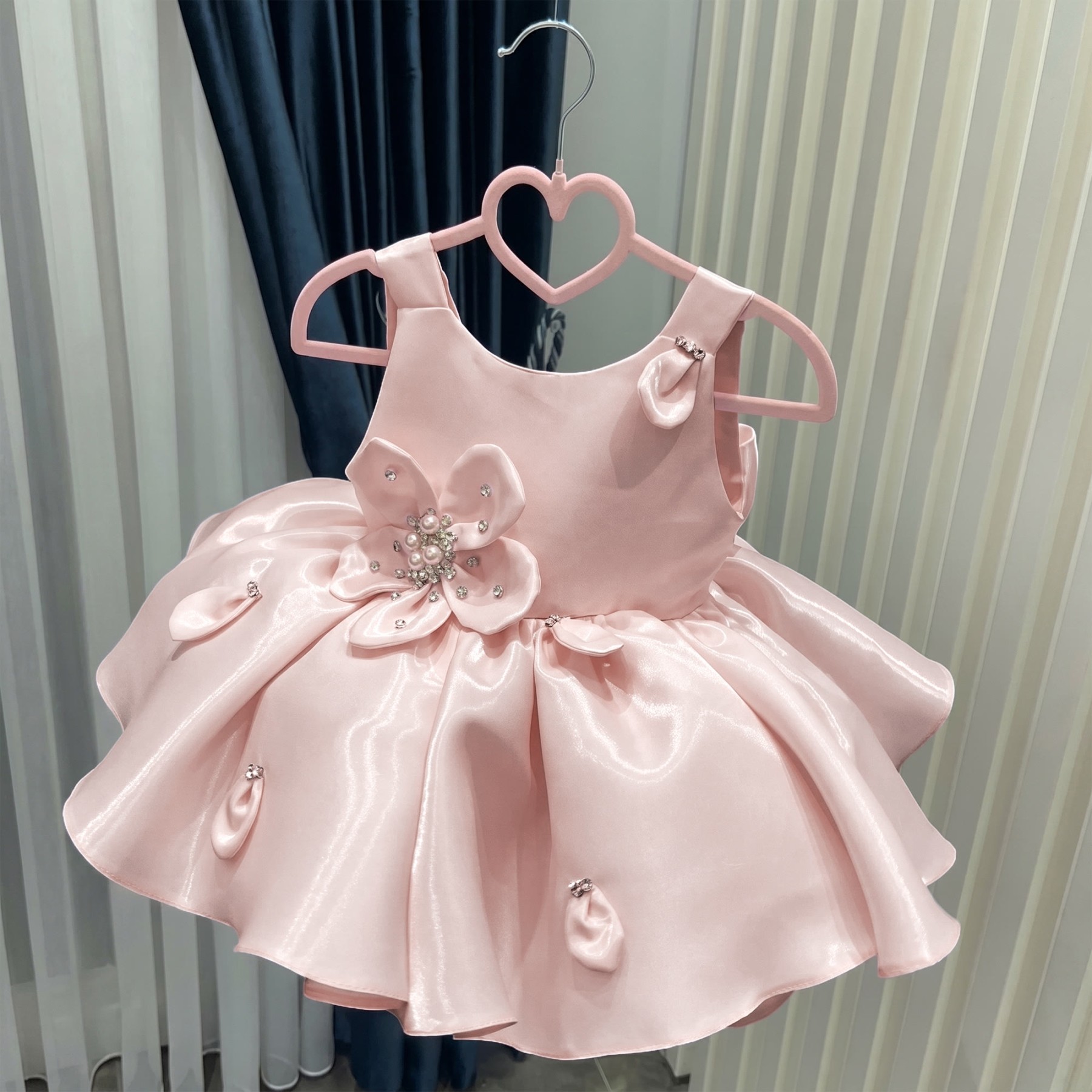 Satin Rosette Sleeveless Short Dresses - image 2