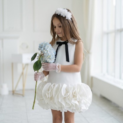 SCUBA KNIT Fluffy Sleeveless Midi Dresses - White - 6Y - image 1