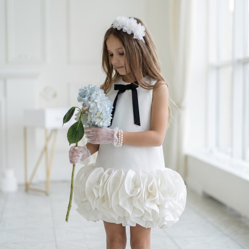 SCUBA KNIT Fluffy Sleeveless Midi Dresses - White - 6Y - image 1