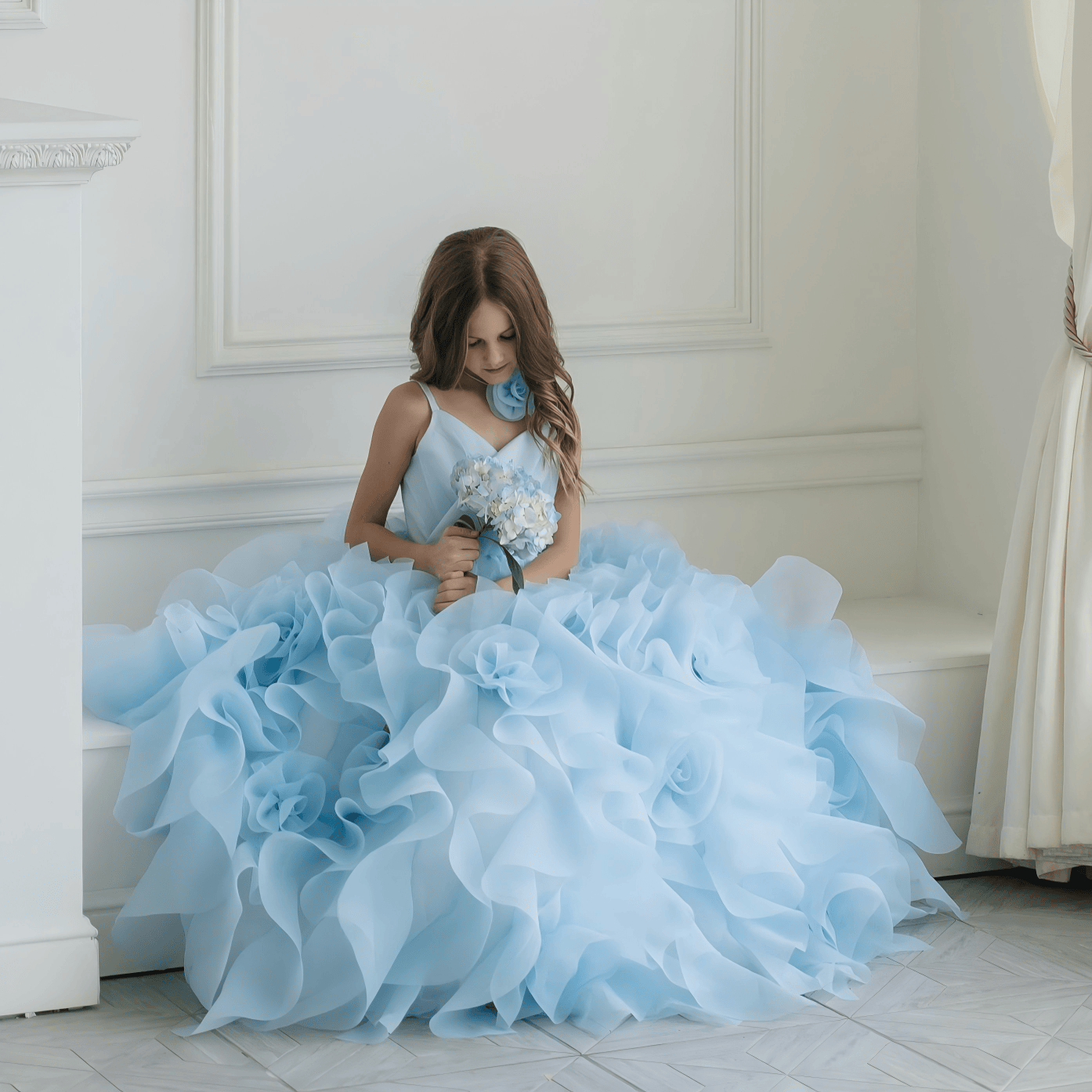 Organza Rosette Sleeveless Maxi Dresses - image 7