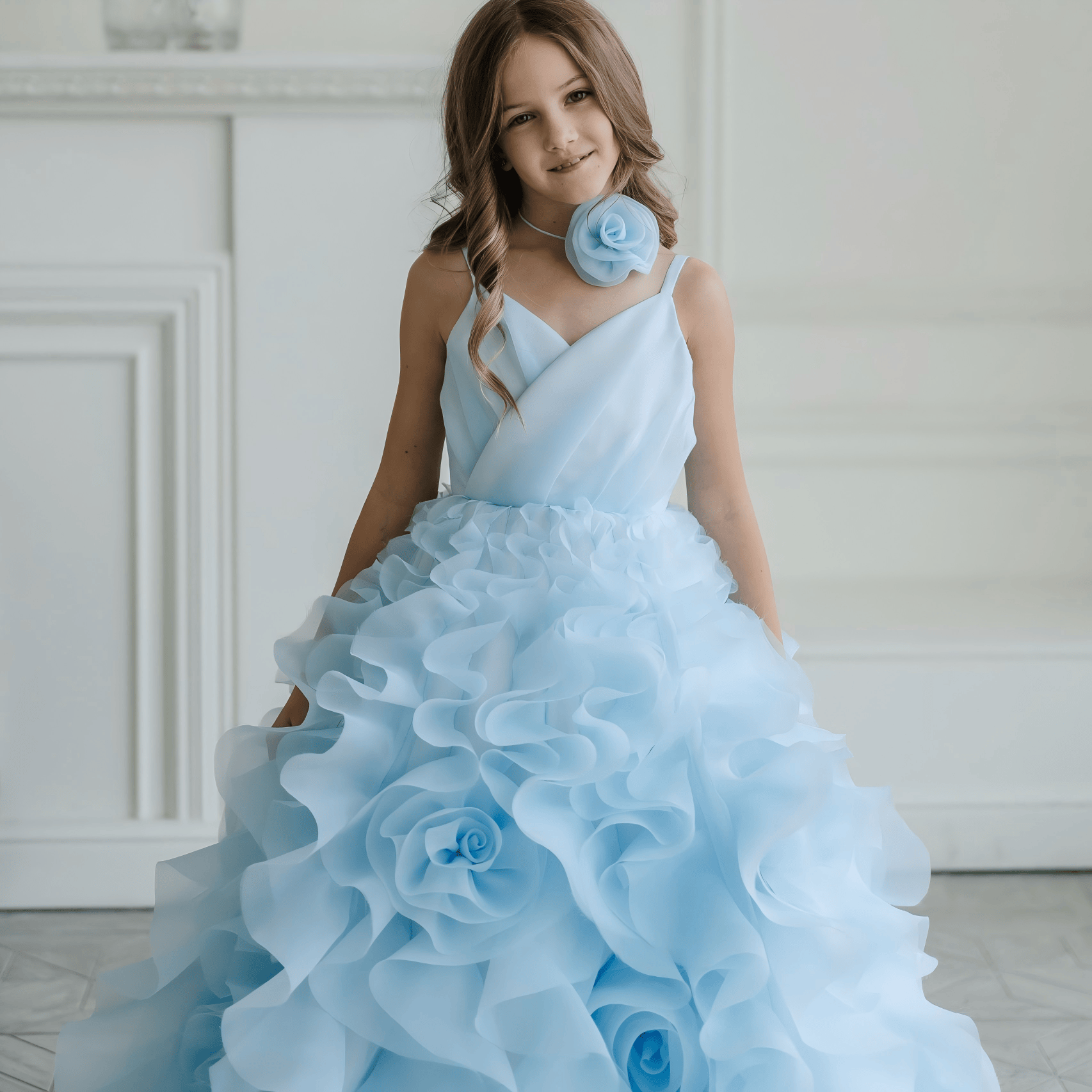 Organza Rosette Sleeveless Maxi Dresses - image 5