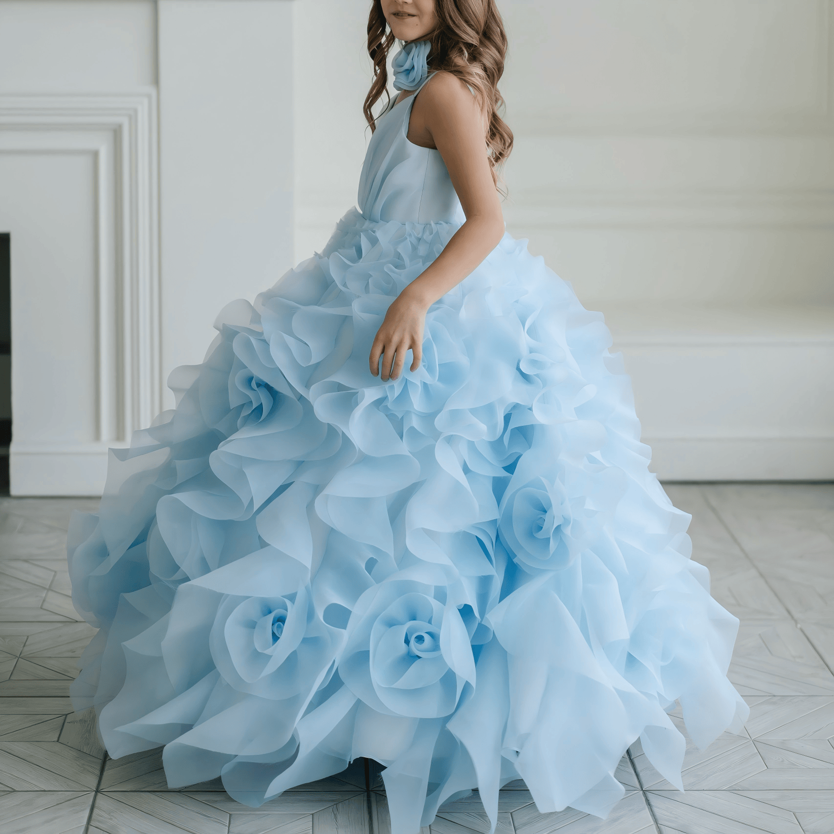 Organza Rosette Sleeveless Maxi Dresses - image 4