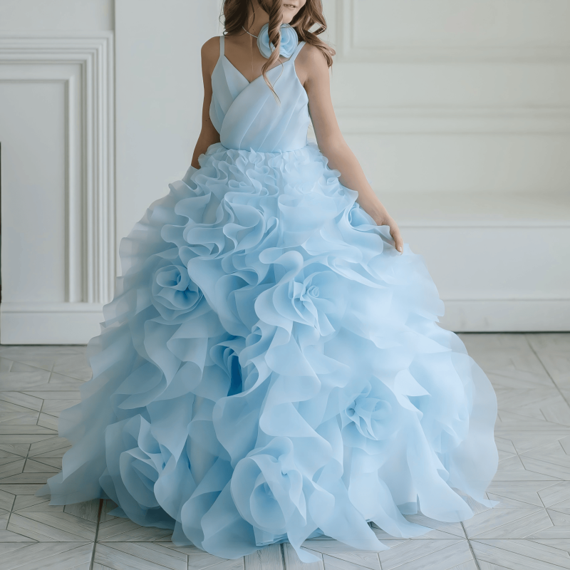 Organza Rosette Sleeveless Maxi Dresses - image 2