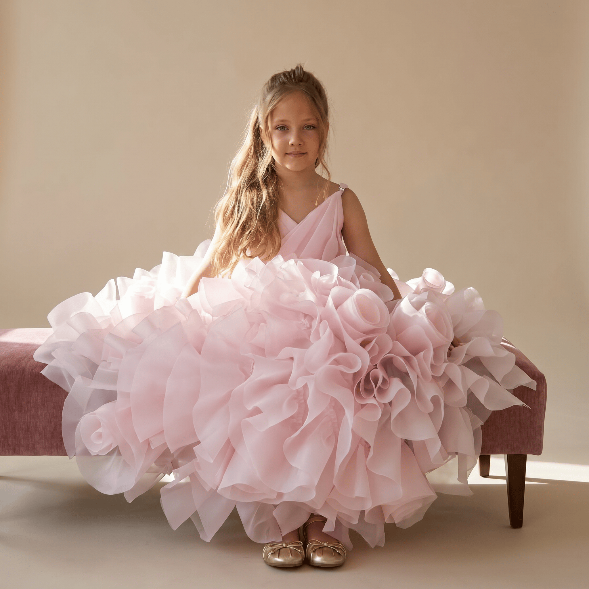 Organza Rosette Sleeveless Maxi Dresses - image 5