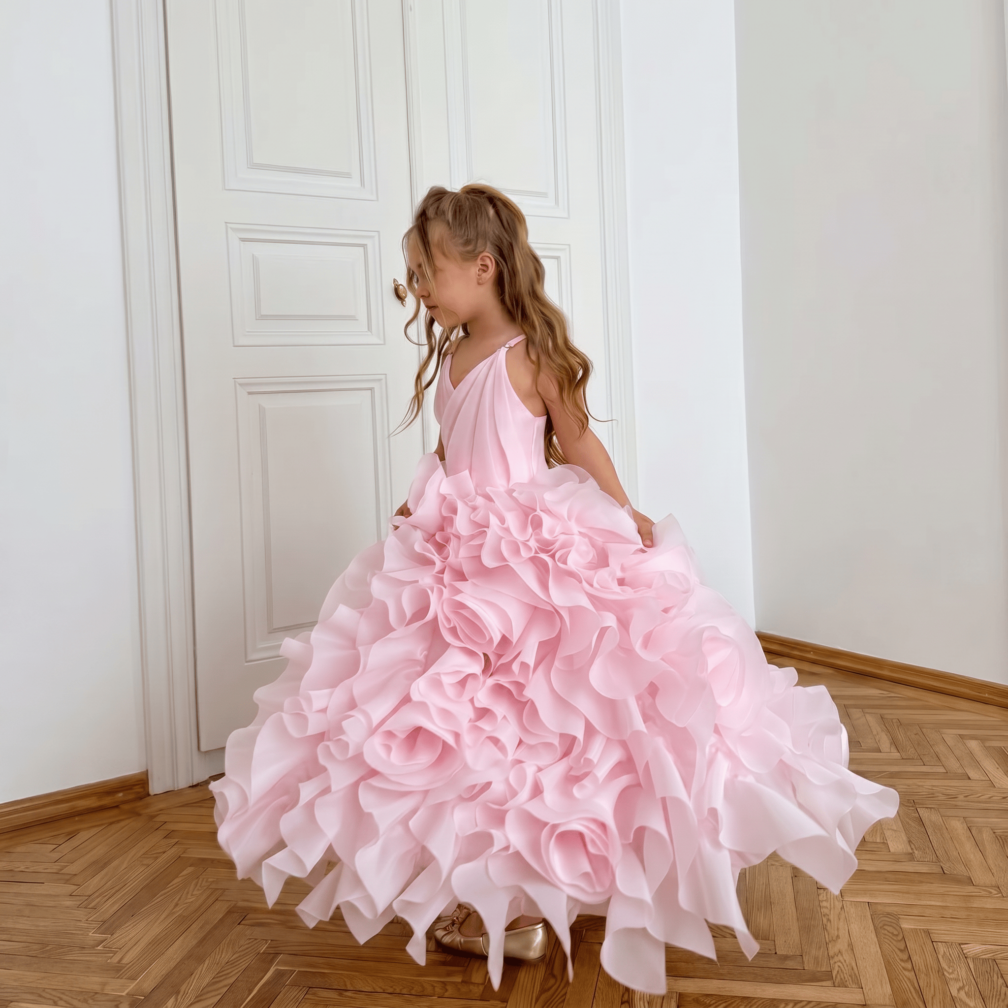 Organza Rosette Sleeveless Maxi Dresses - image 2