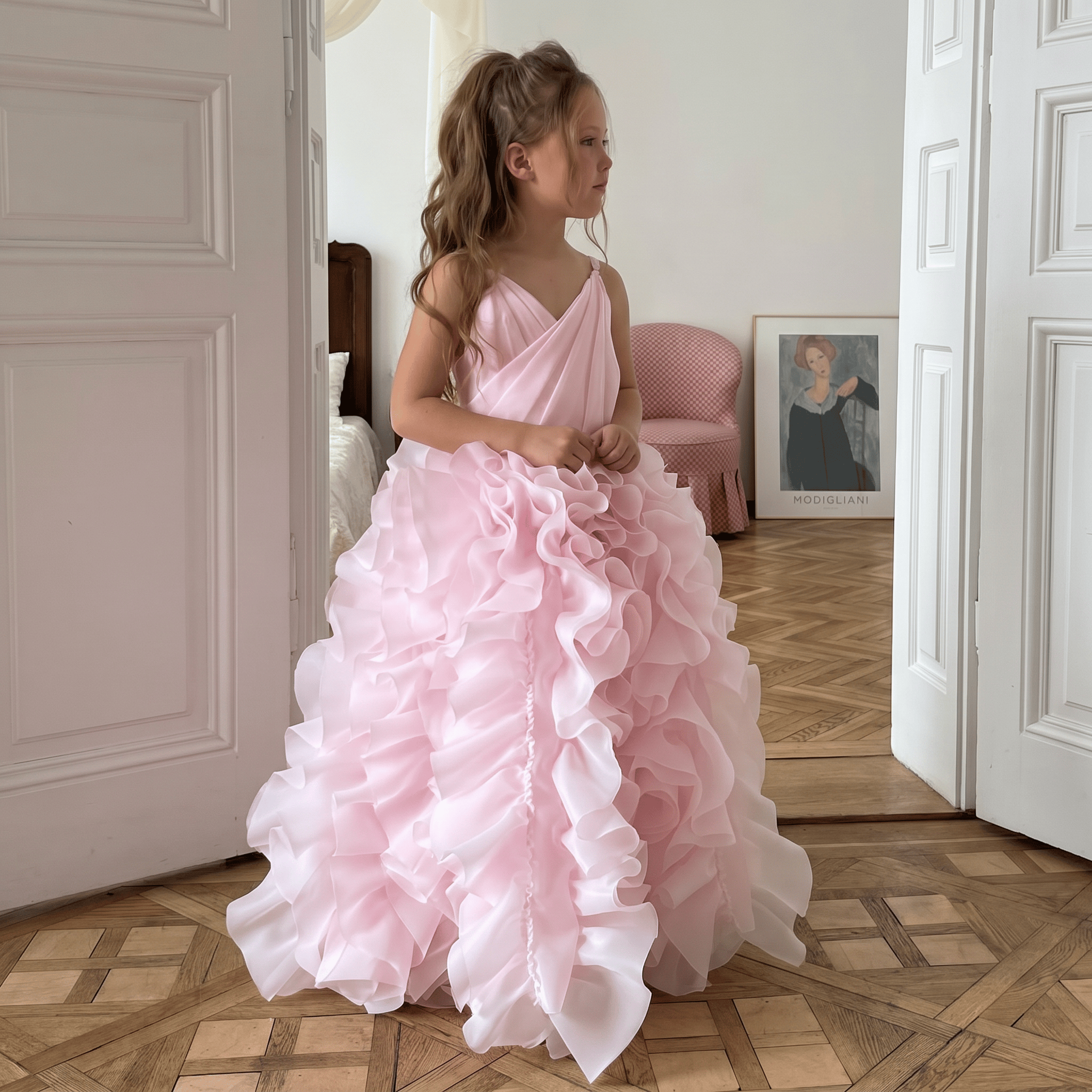 Organza Rosette Sleeveless Maxi Dresses - image 3