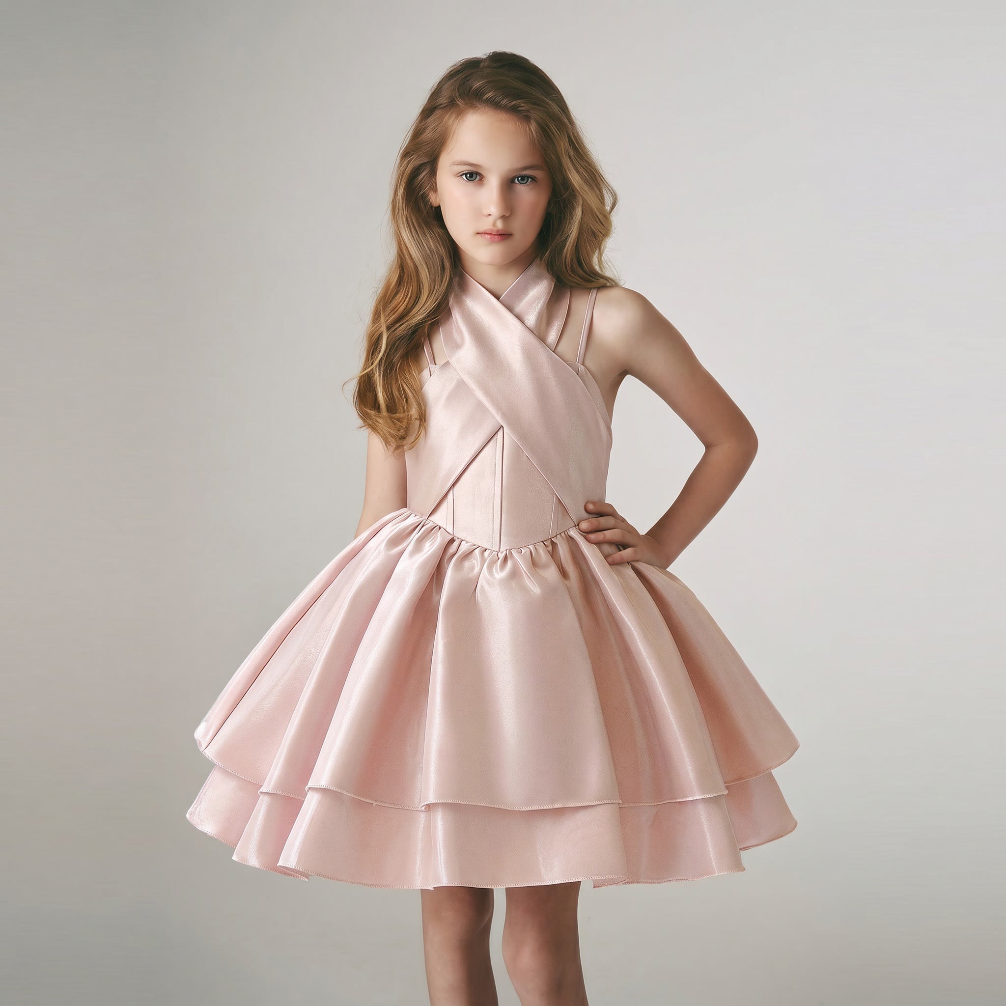 Satin Cross Sleeveless Midi Dresses - image 2
