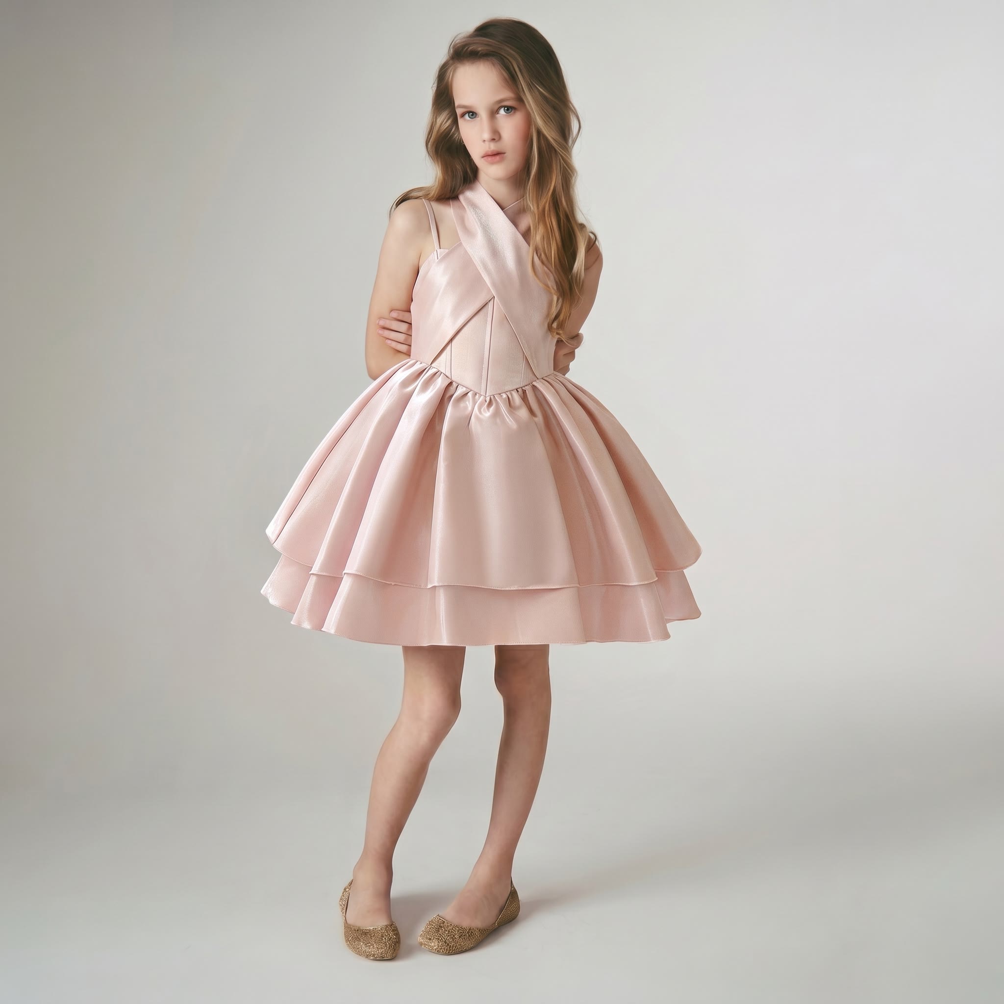 Satin Cross Sleeveless Midi Dresses - image 4