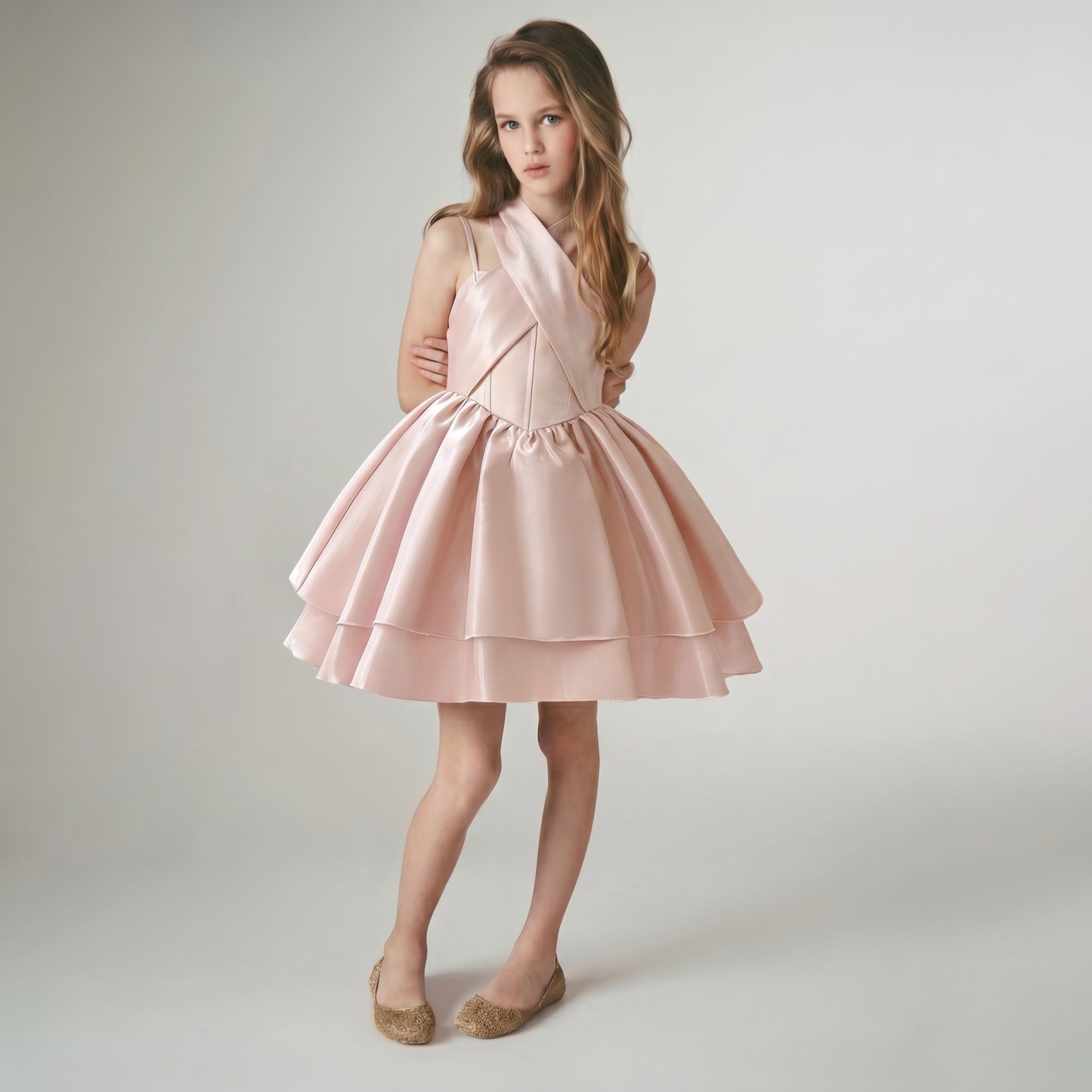 Satin Cross Sleeveless Midi Dresses - image 4