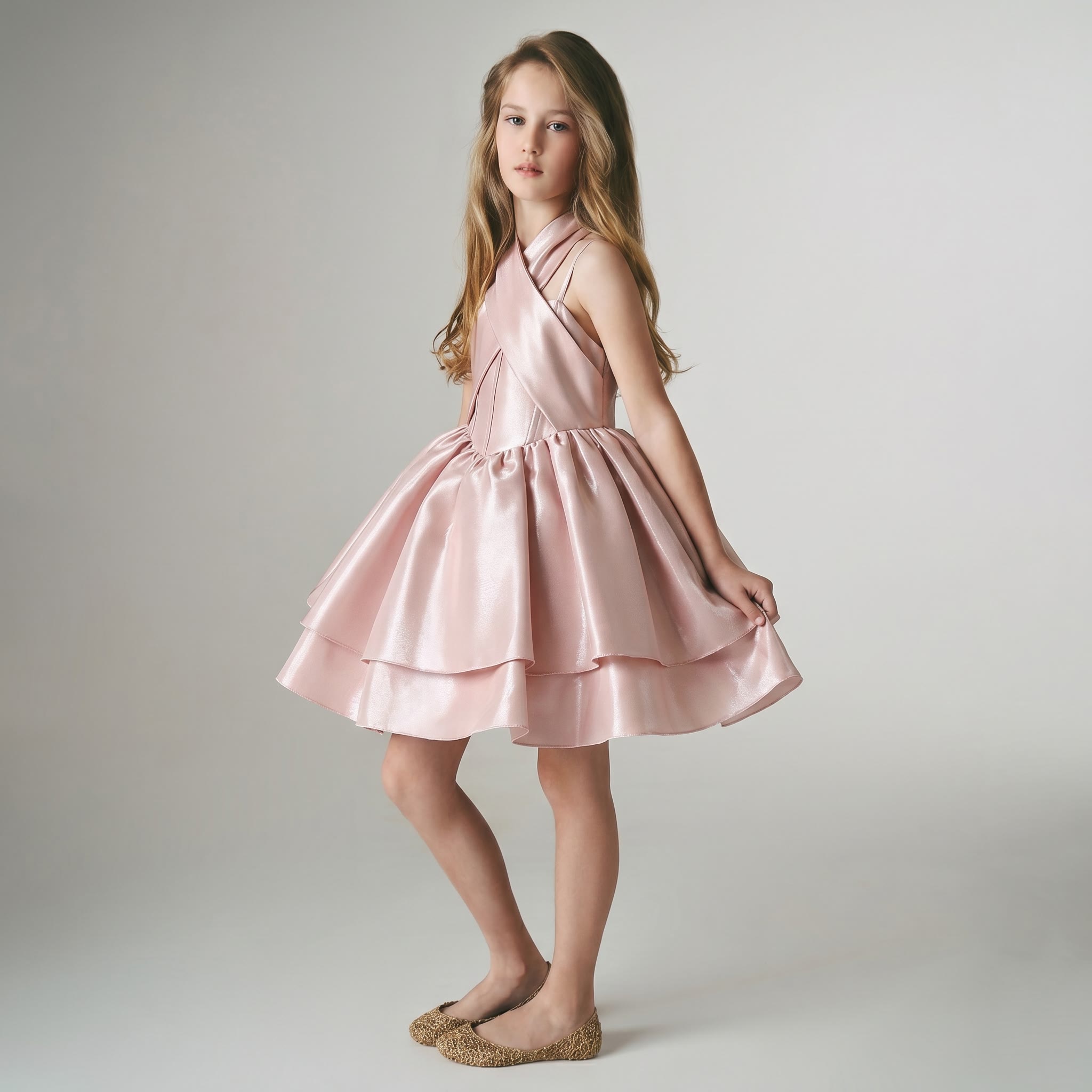 Satin Cross Sleeveless Midi Dresses - image 3