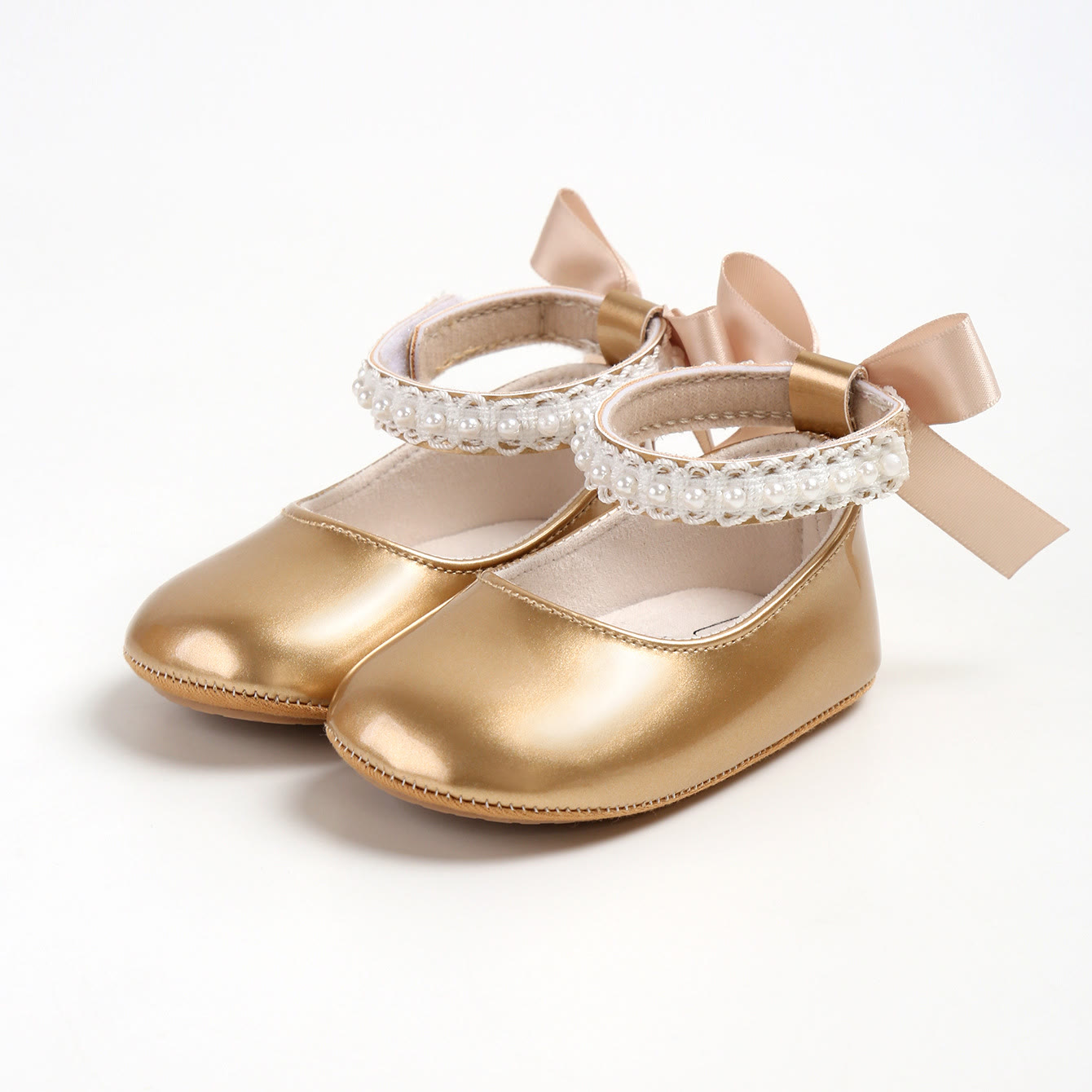 Solid Pearl Round Toe Mary Janes - Gold - EUR20 - image 21