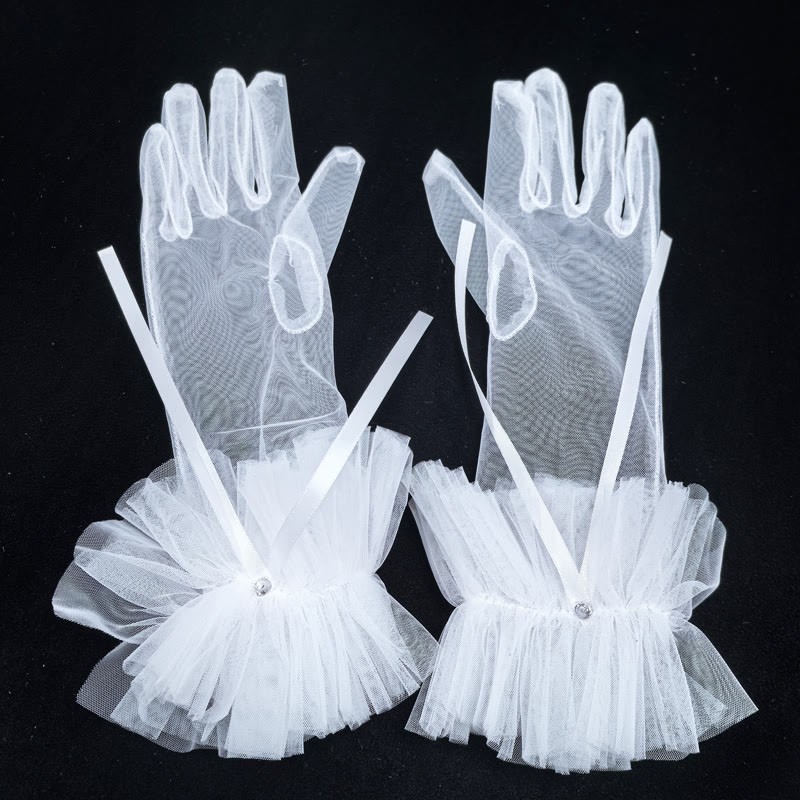 Solid With Bow Gloves - White - One size - image 5
