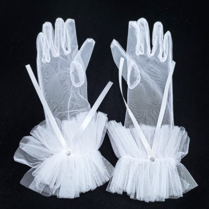 Solid With Bow Gloves - White - One size - image 5