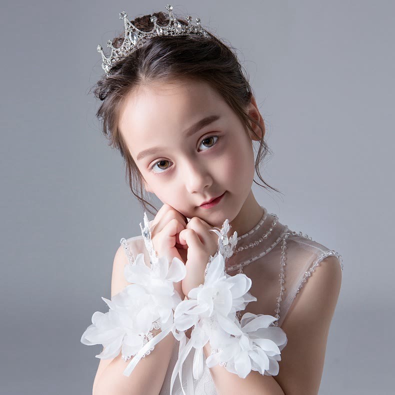 Solid Rosette Gloves - Ivory White - One size - image 1