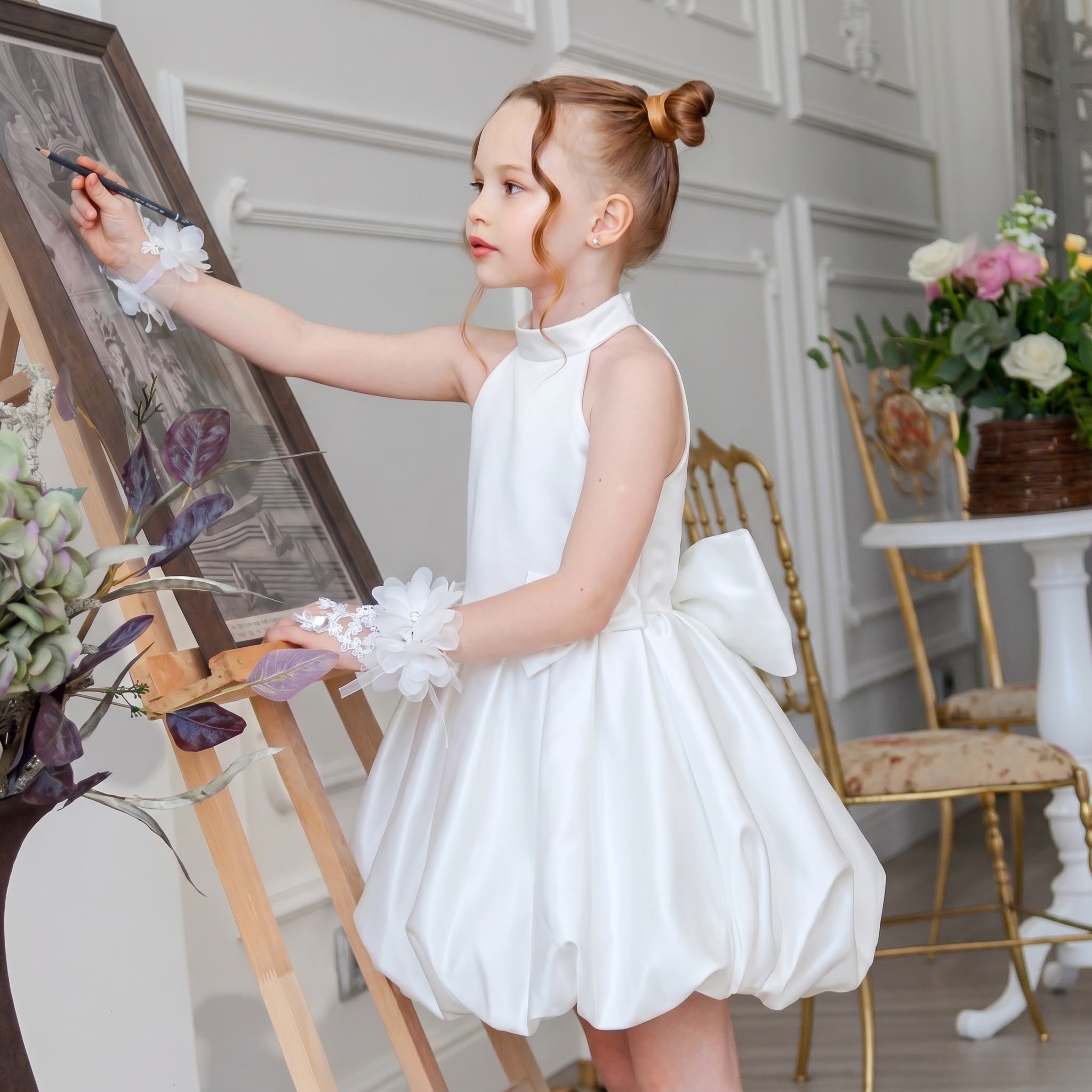Satin Bow Sleeveless Short Dresses - image 7