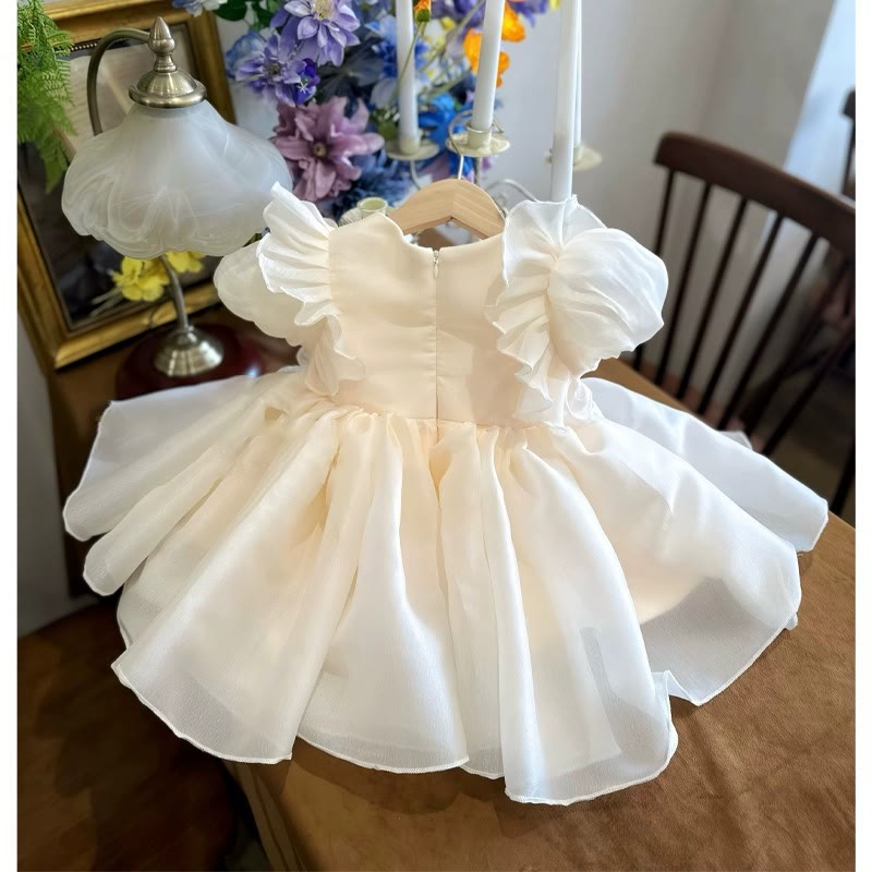 Organza Flouncing Short Sleeve Midi Dresses - image 2