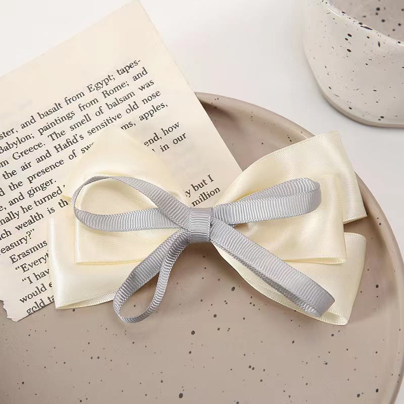 Solid With Bow Hair Accessories - Ribbon - Off White - One size - image 7