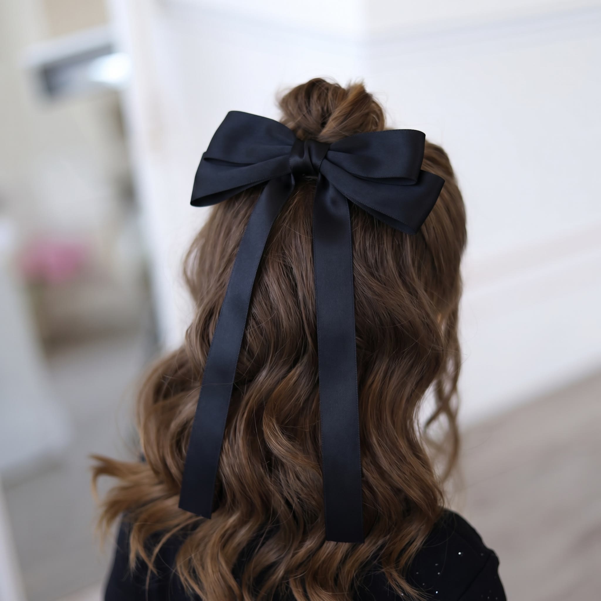 Solid With Bow Hair Accessories - Double Ponytail - Black - One size - image 1
