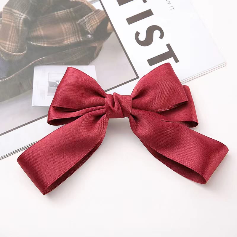 Solid With Bow Hair Accessories - Hair Clip Ponytail - Wine Red - One size - image 18