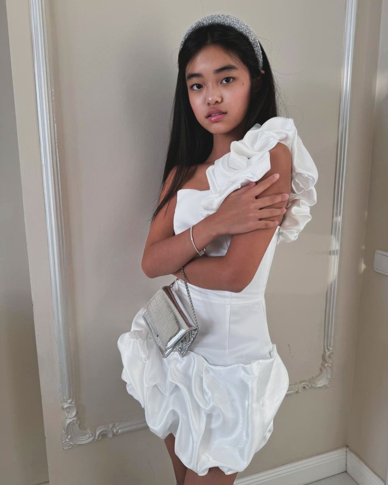 Satin Ruched Sleeveless Short Dresses - White - 9-10Y - image 1