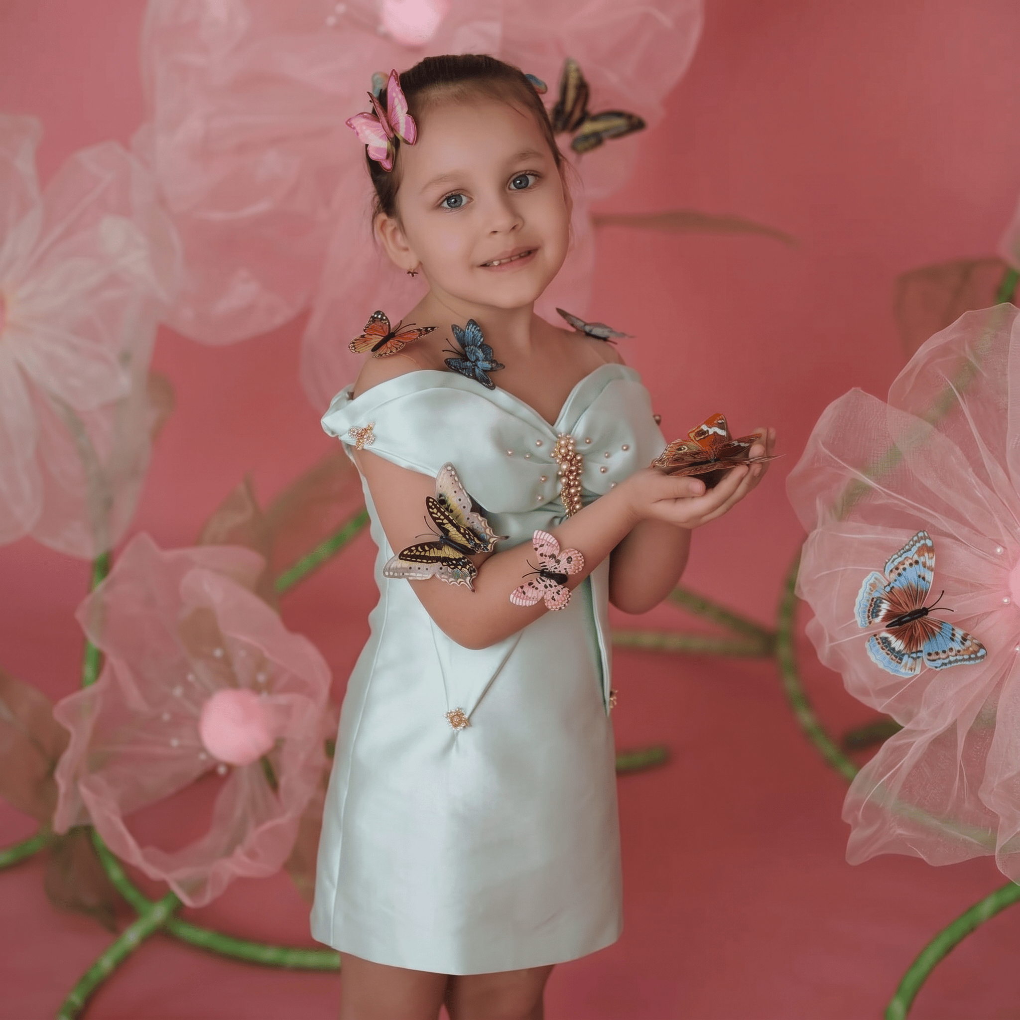Satin Butterfly Sleeveless Short Dresses - image 6
