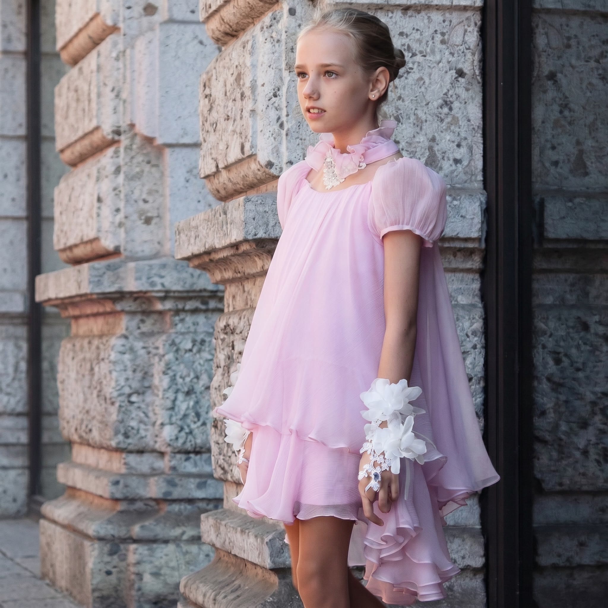 Cotton-Blend Split Joint Short Sleeve Short Dresses - image 2