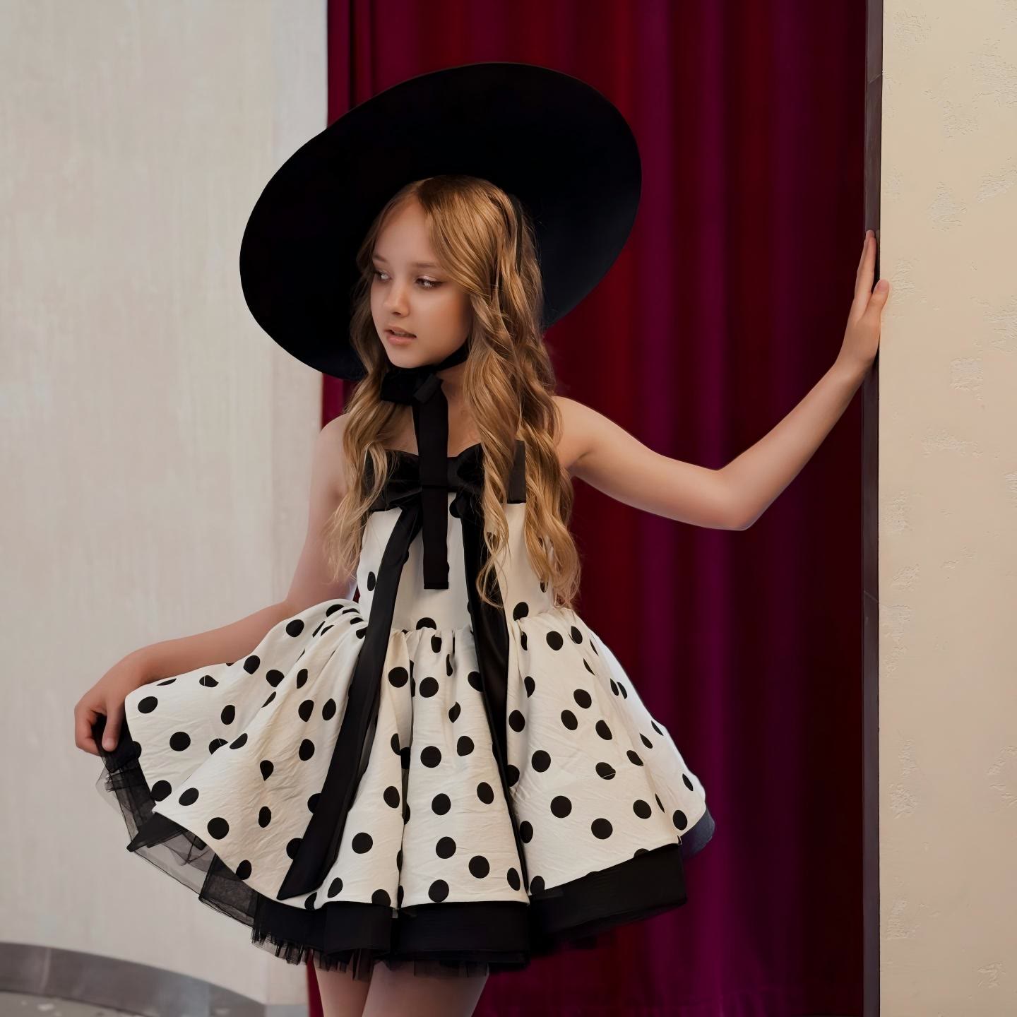 Satin Bow Sleeveless Short Dresses - White - 9-10Y - image 1