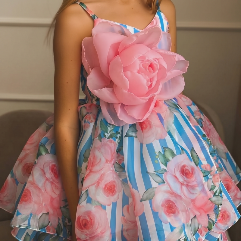 Organza Rosette Sleeveless Short Dresses - image 4