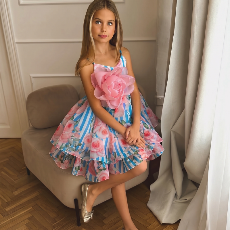 Organza Rosette Sleeveless Short Dresses - image 3