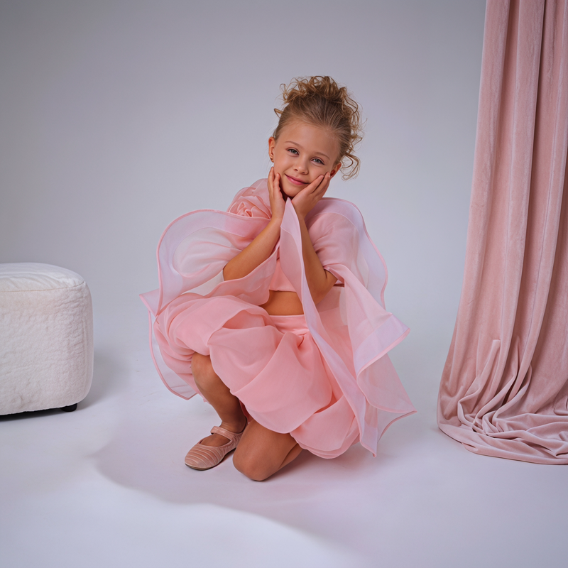 Organza Rosette Long Sleeve Short Two-piece Set - image 7