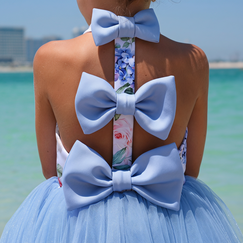 SCUBA KNIT Bow Sleeveless Short Dresses - image 6