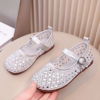 Solid Rhinestones Round Toe Flats  - Silver - 22cm - image 16