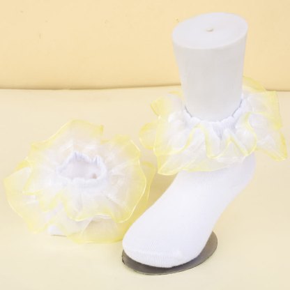 Ombre Stitching Lace Socks - Yellow - XL - image 4