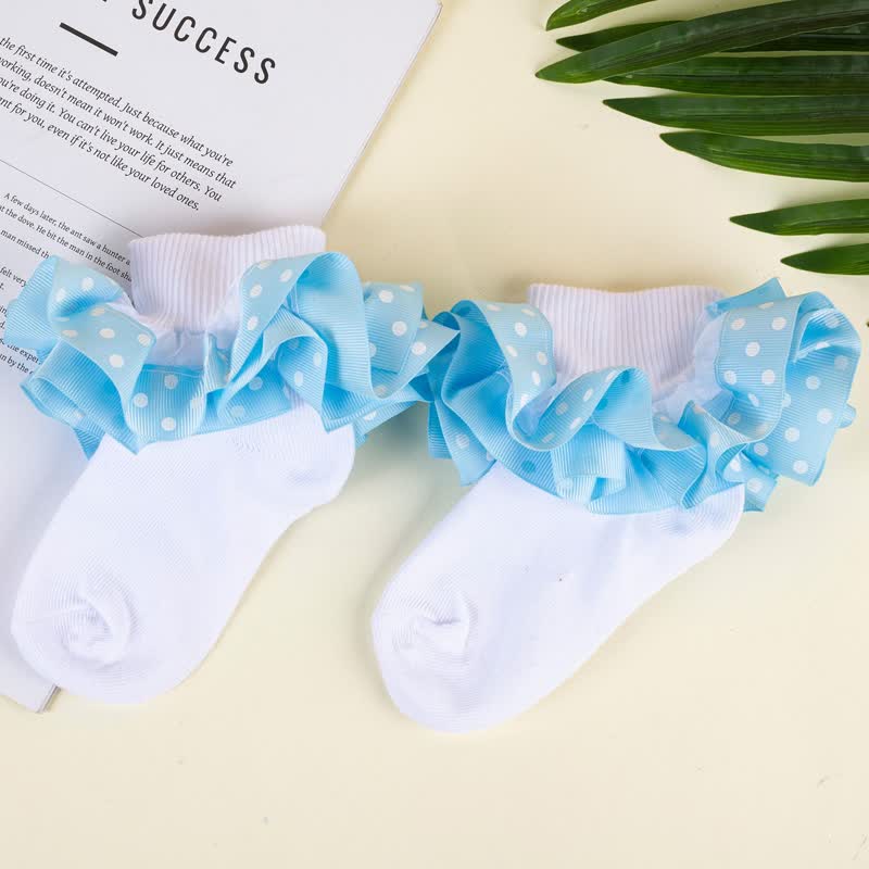 Polka Dots Stitching Lace Socks - image 4