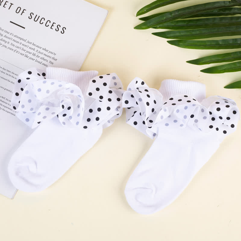 Polka Dots Stitching Lace Socks - image 2