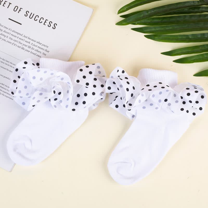 Polka Dots Stitching Lace Socks - image 2